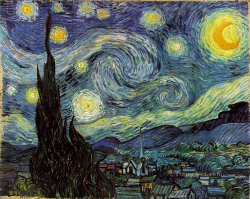 Vincent Van Gogh Painting - The Starry Night van Gogh in dark tone